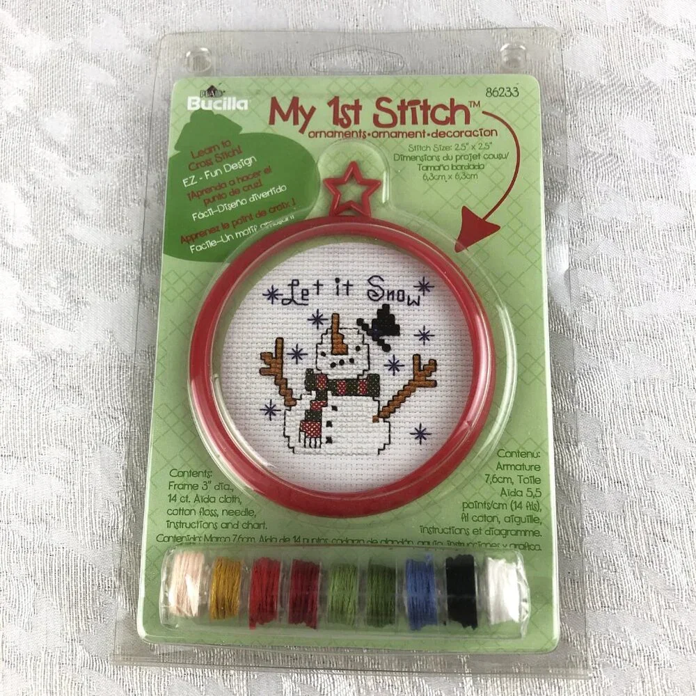 Bucilla Let It Snow Cross Stitch Ornament Kit & Creatology Santa Foam Craft NWT